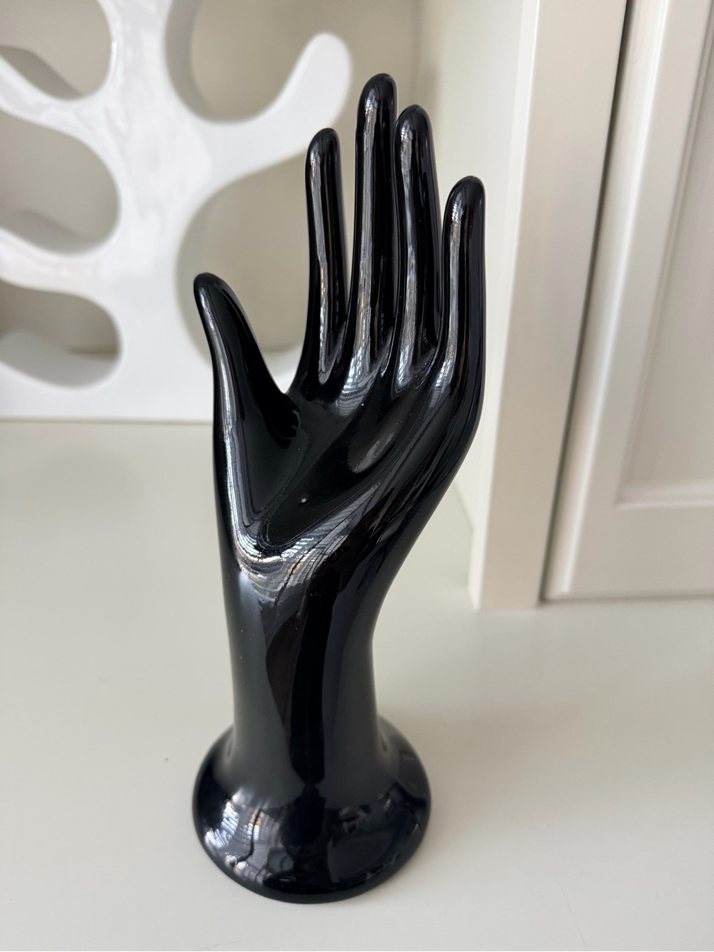 ABBOTT High Five Black Ceramic Hand Sculpture Figurine Decorative 9” BRAND NEW